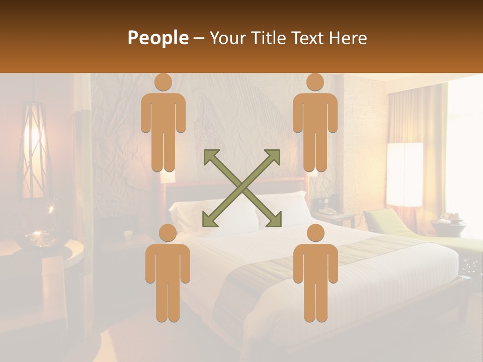 A Hotel Room With A Bed And A Desk PowerPoint Template