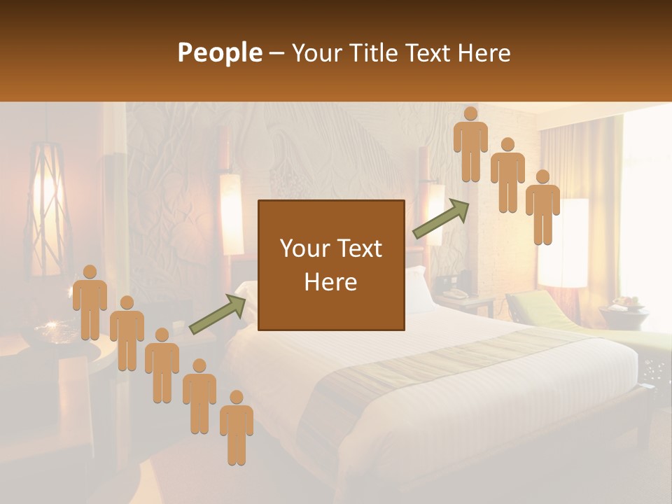 A Hotel Room With A Bed And A Desk PowerPoint Template