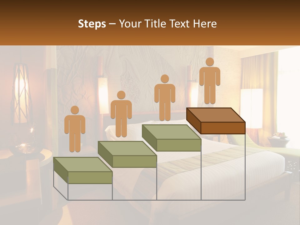 A Hotel Room With A Bed And A Desk PowerPoint Template