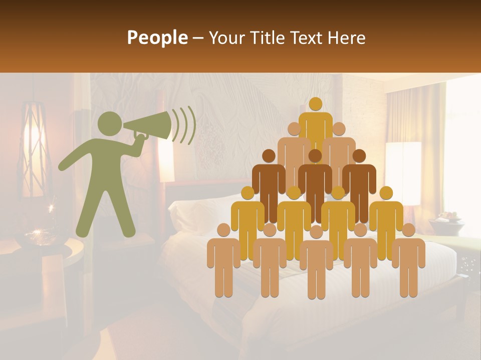 A Hotel Room With A Bed And A Desk PowerPoint Template
