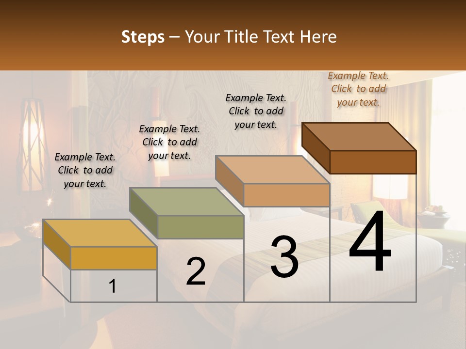 A Hotel Room With A Bed And A Desk PowerPoint Template