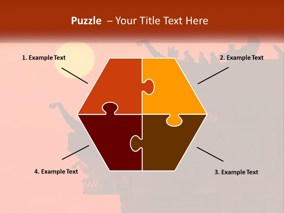 The Sun Is Setting Over A Chinese Building PowerPoint Template