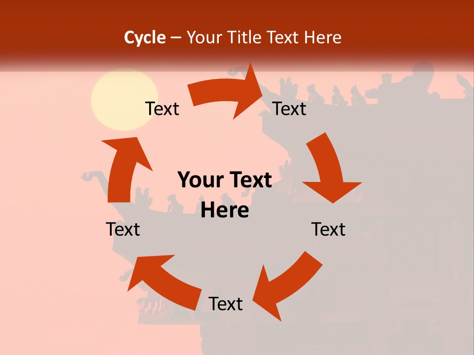 The Sun Is Setting Over A Chinese Building PowerPoint Template
