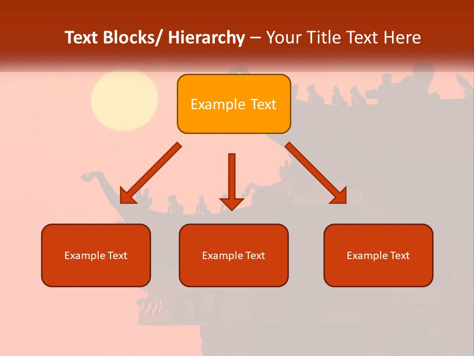 The Sun Is Setting Over A Chinese Building PowerPoint Template