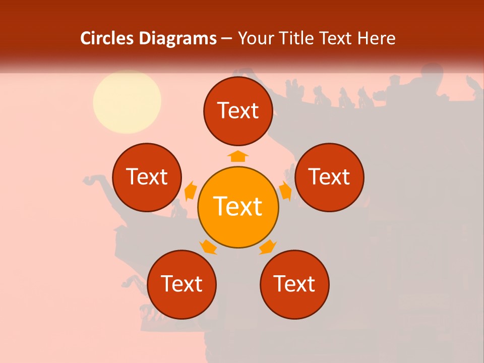 The Sun Is Setting Over A Chinese Building PowerPoint Template