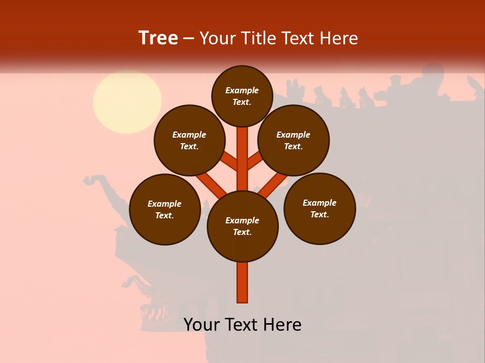 The Sun Is Setting Over A Chinese Building PowerPoint Template