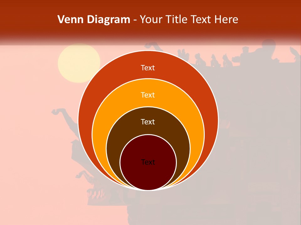 The Sun Is Setting Over A Chinese Building PowerPoint Template