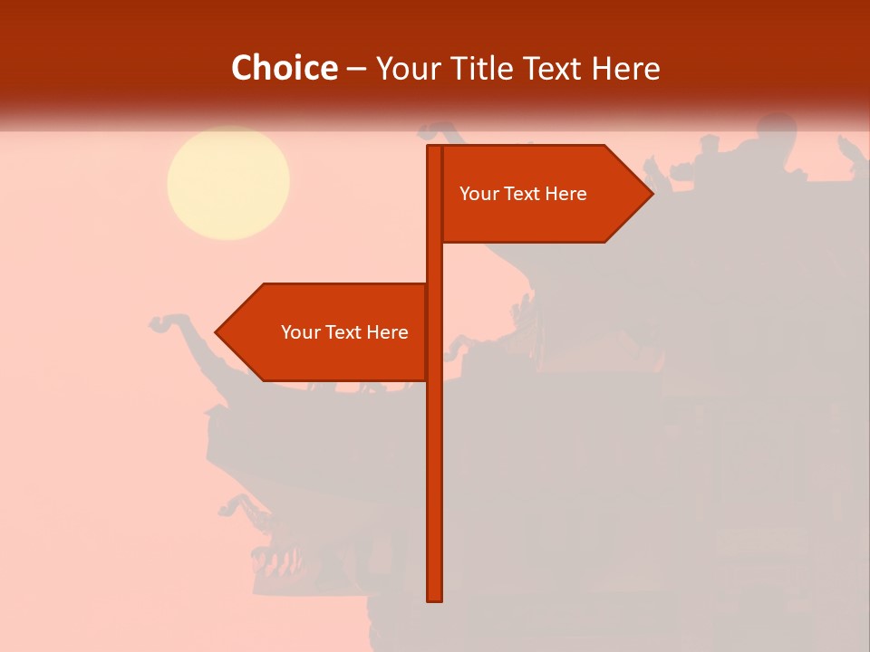 The Sun Is Setting Over A Chinese Building PowerPoint Template