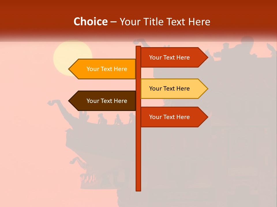 The Sun Is Setting Over A Chinese Building PowerPoint Template