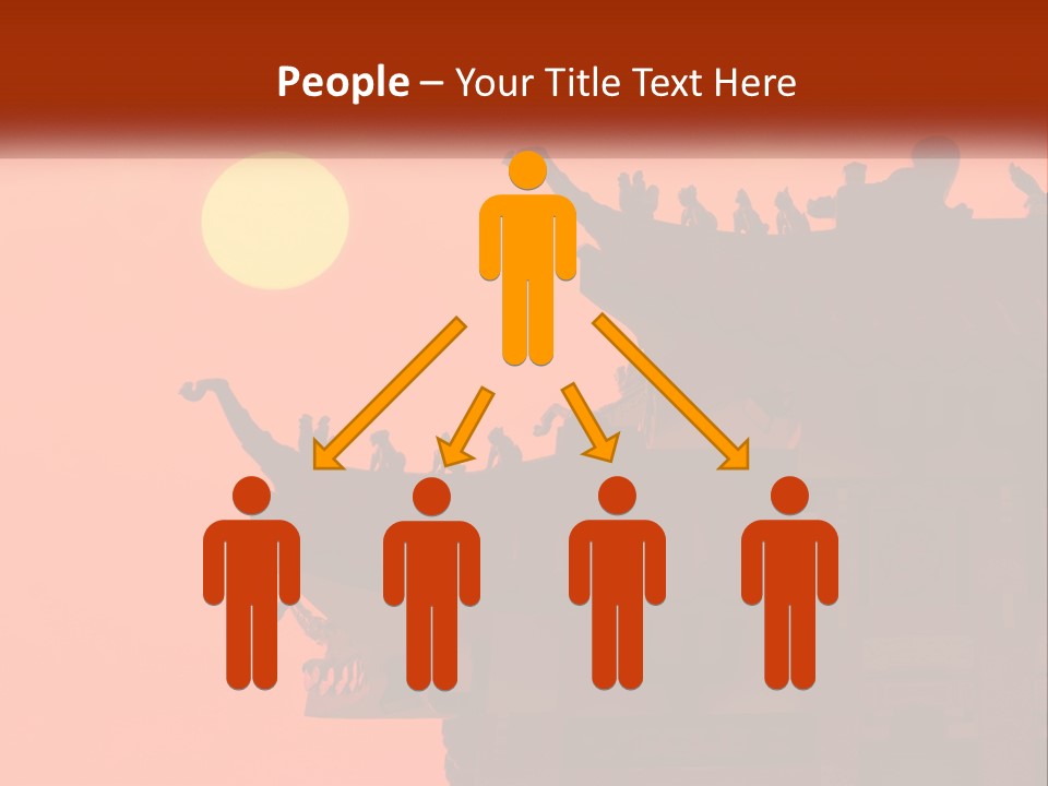 The Sun Is Setting Over A Chinese Building PowerPoint Template