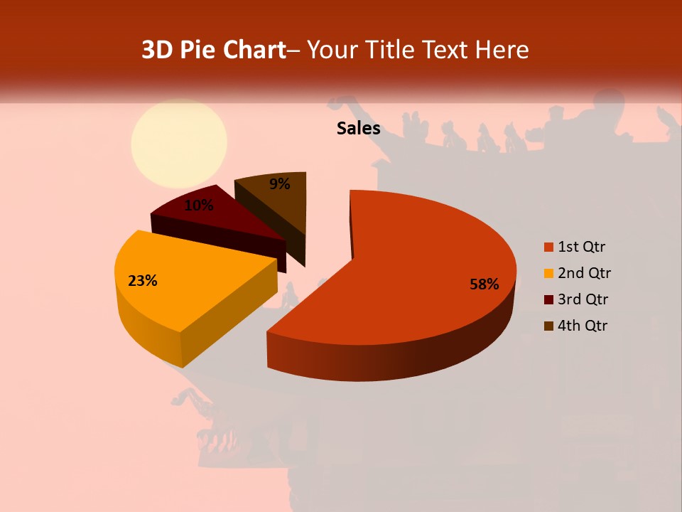 The Sun Is Setting Over A Chinese Building PowerPoint Template