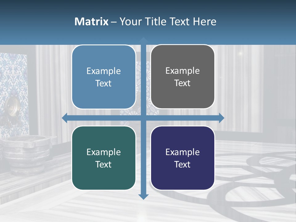 A Large Room With A Blue And White Wall PowerPoint Template