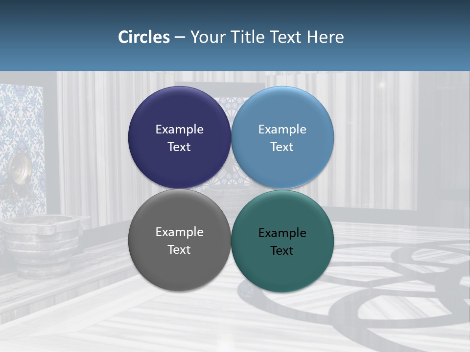 A Large Room With A Blue And White Wall PowerPoint Template