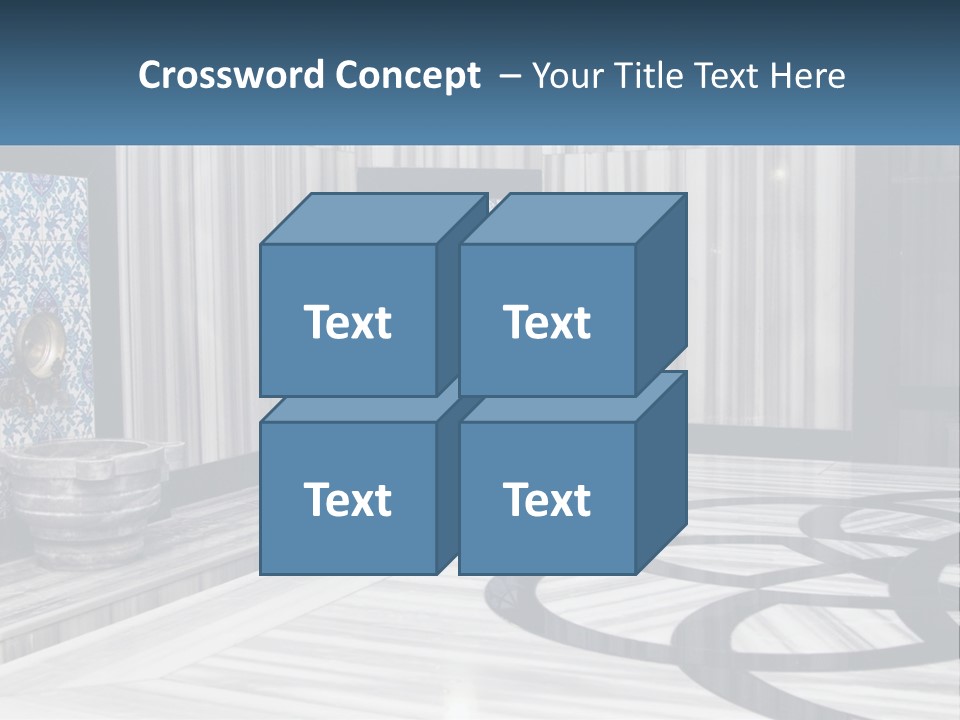 A Large Room With A Blue And White Wall PowerPoint Template