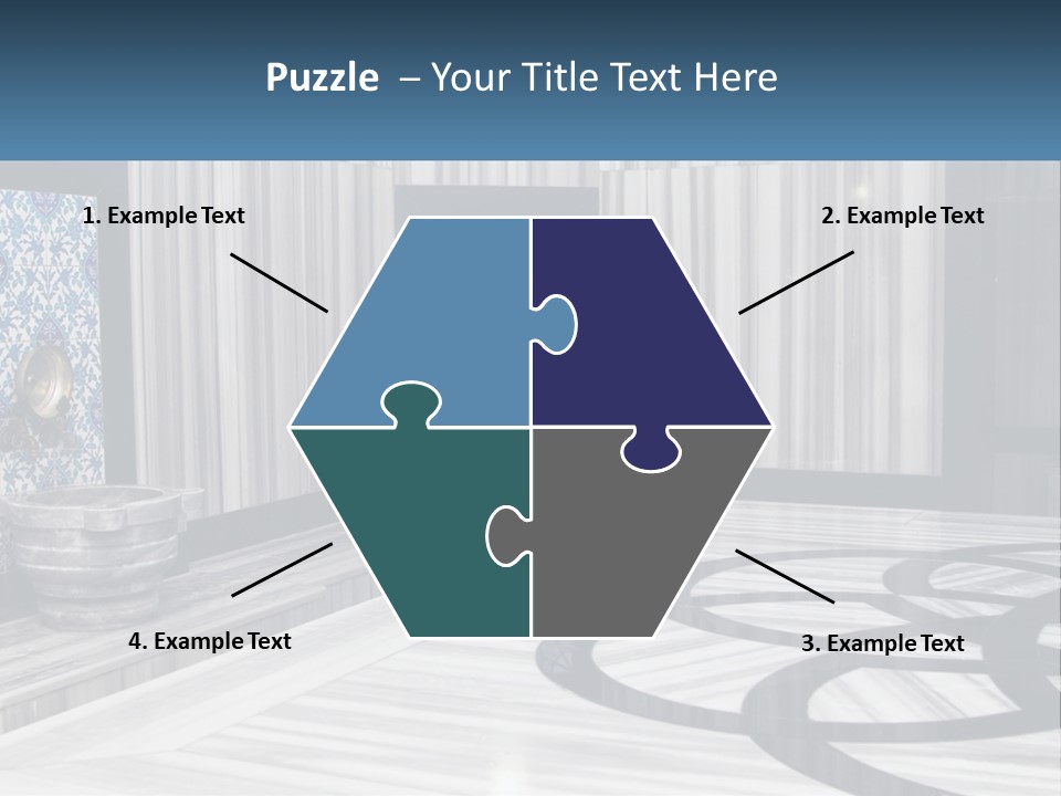 A Large Room With A Blue And White Wall PowerPoint Template