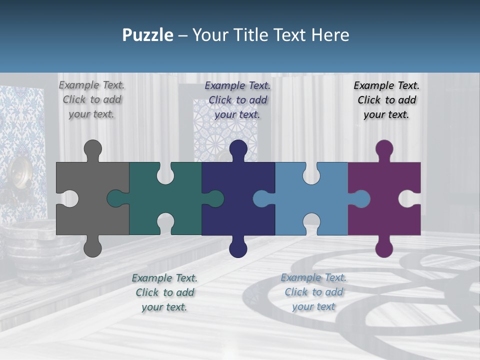 A Large Room With A Blue And White Wall PowerPoint Template