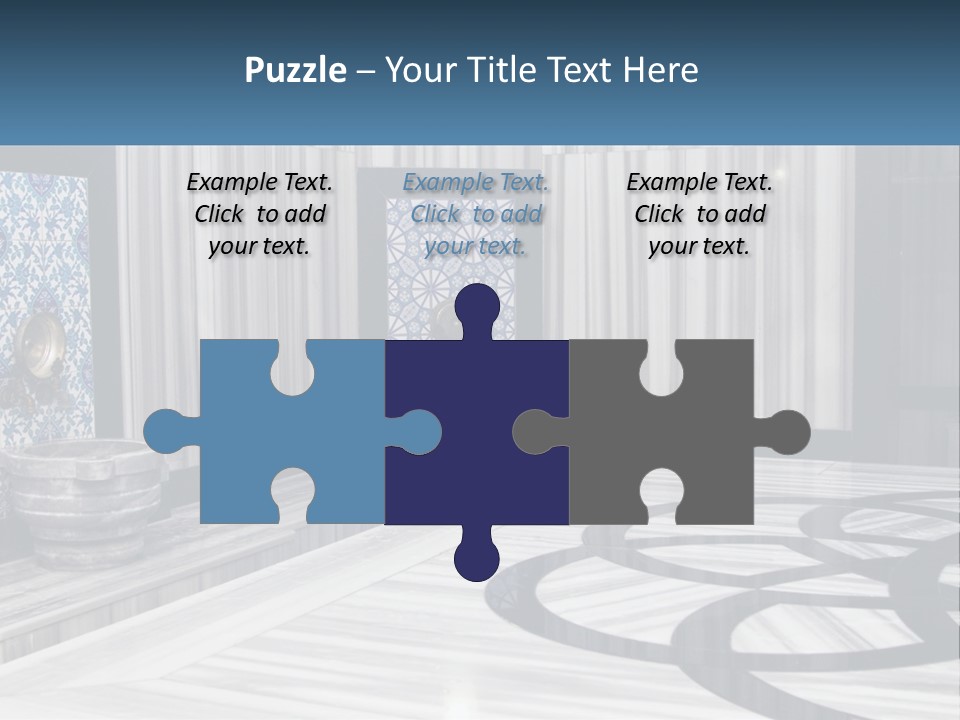 A Large Room With A Blue And White Wall PowerPoint Template