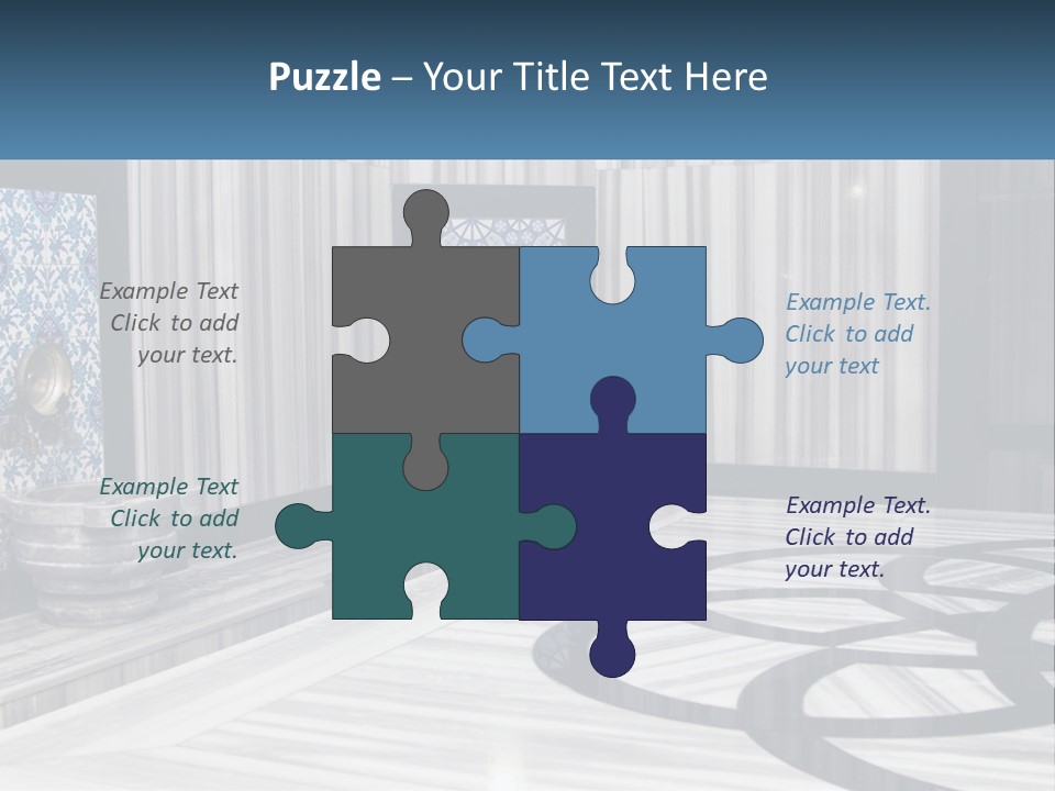 A Large Room With A Blue And White Wall PowerPoint Template