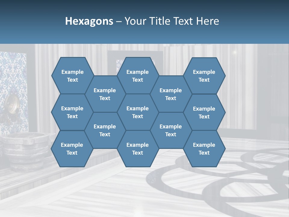 A Large Room With A Blue And White Wall PowerPoint Template