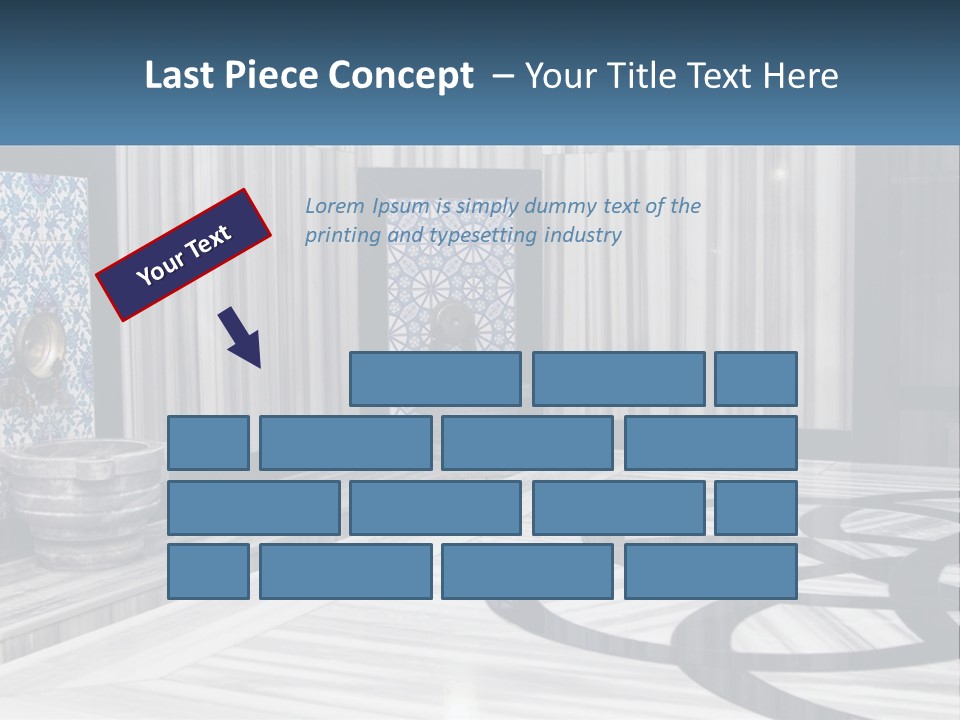 A Large Room With A Blue And White Wall PowerPoint Template