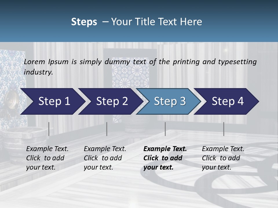 A Large Room With A Blue And White Wall PowerPoint Template