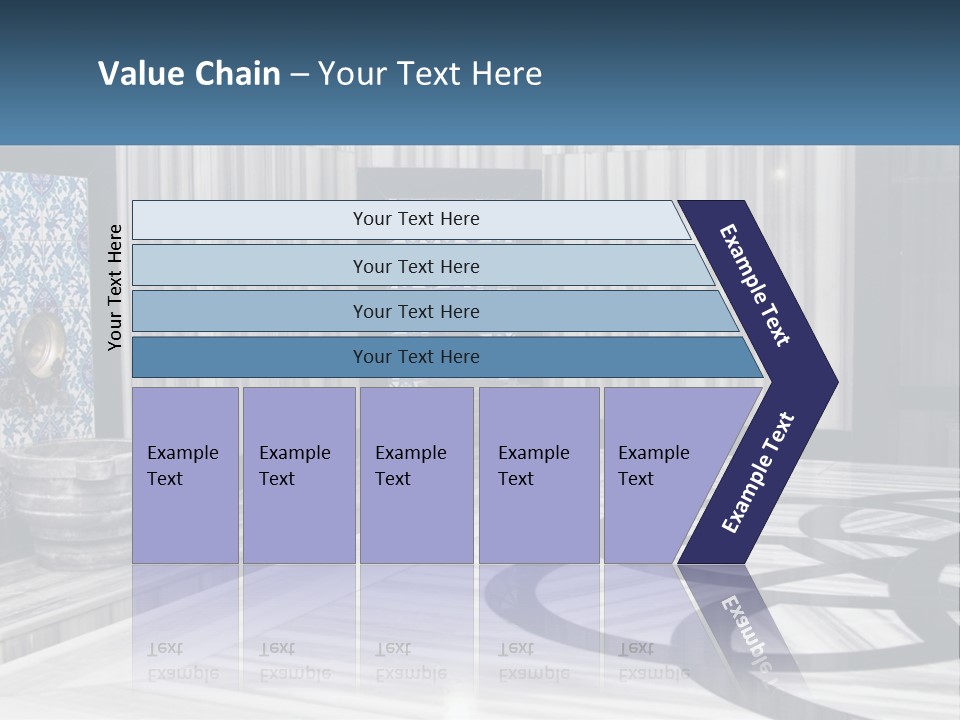 A Large Room With A Blue And White Wall PowerPoint Template