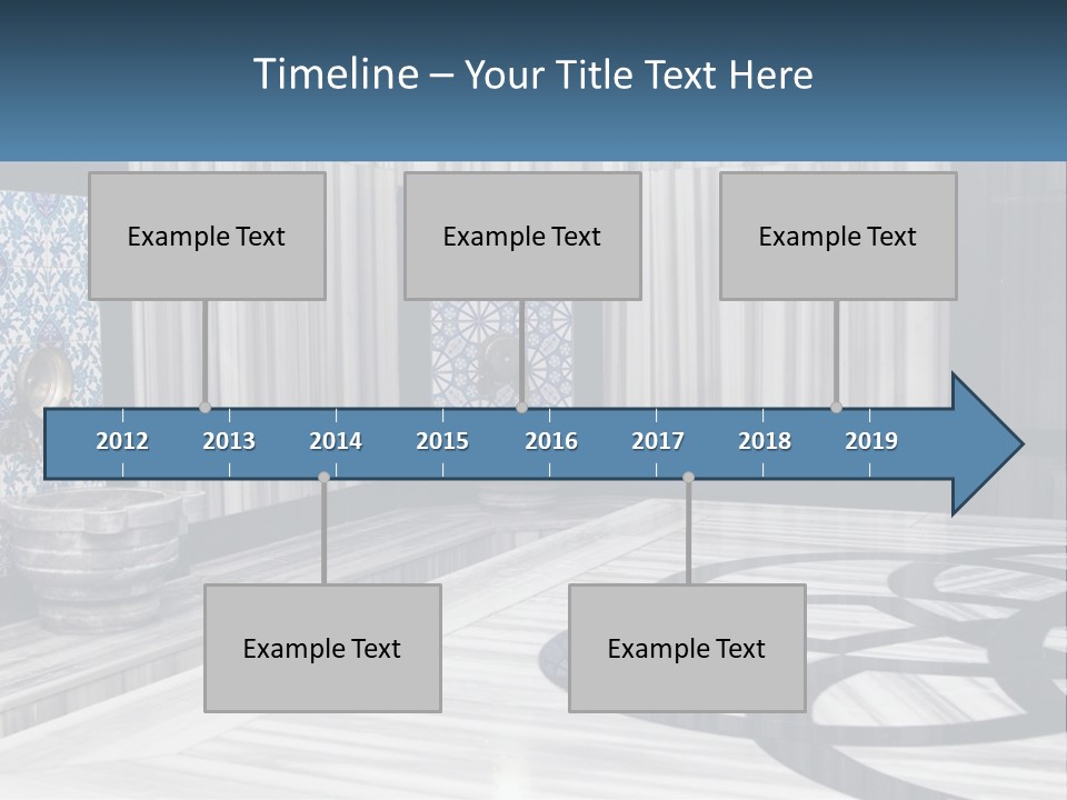 A Large Room With A Blue And White Wall PowerPoint Template