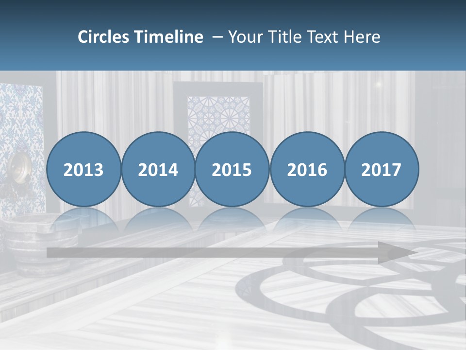 A Large Room With A Blue And White Wall PowerPoint Template