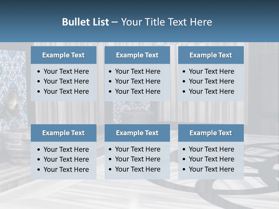 A Large Room With A Blue And White Wall PowerPoint Template