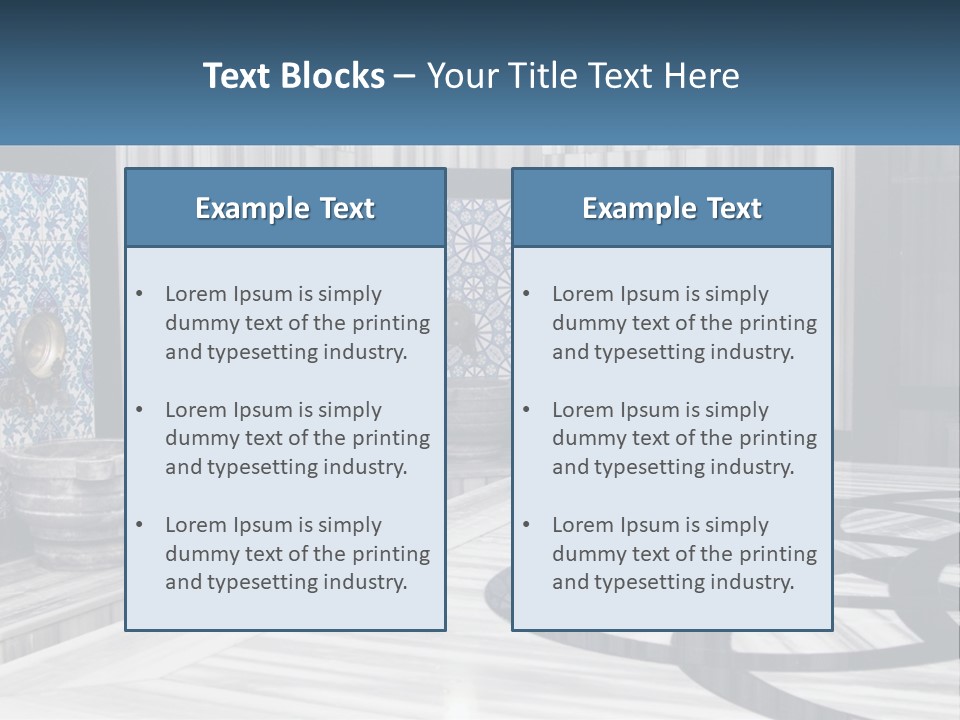A Large Room With A Blue And White Wall PowerPoint Template