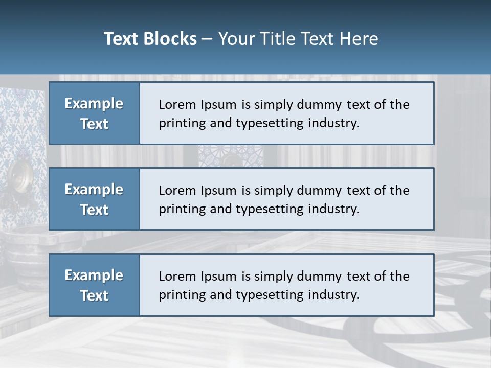 A Large Room With A Blue And White Wall PowerPoint Template