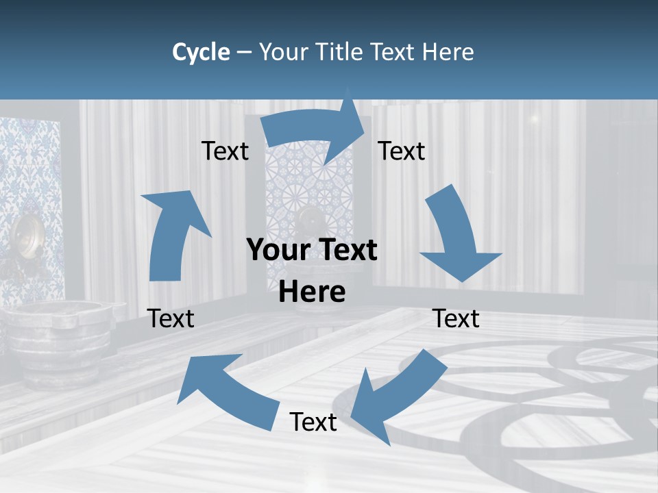 A Large Room With A Blue And White Wall PowerPoint Template