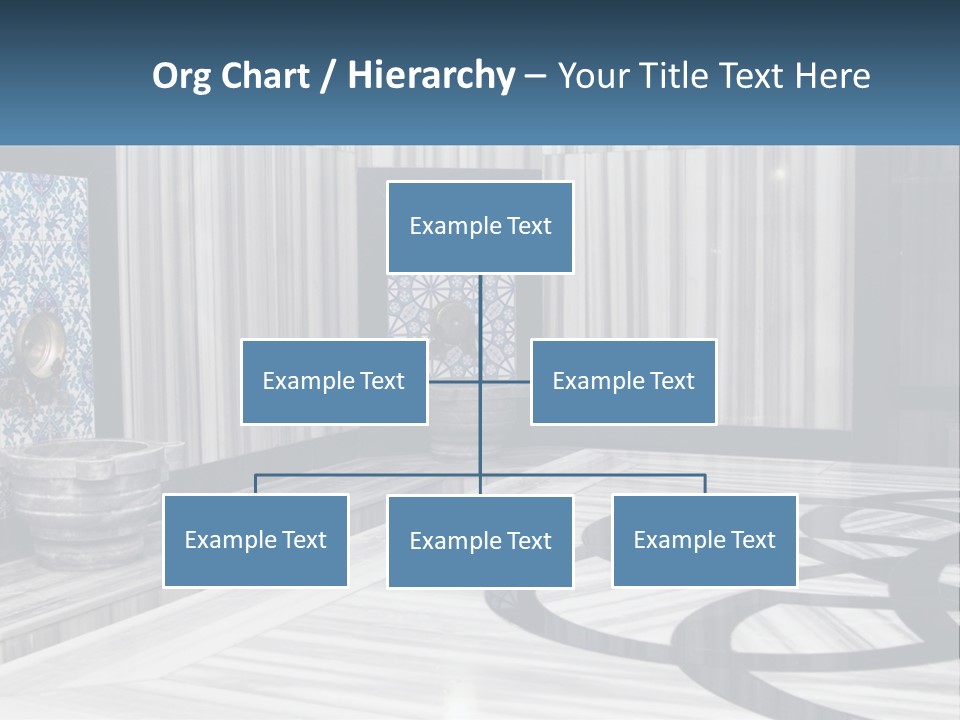 A Large Room With A Blue And White Wall PowerPoint Template