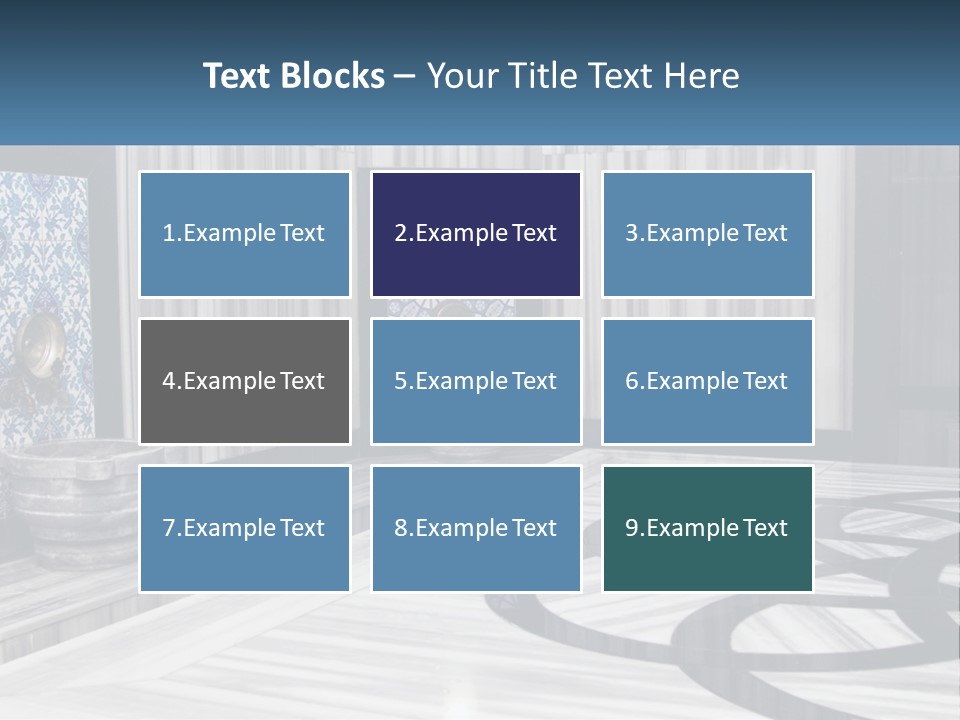 A Large Room With A Blue And White Wall PowerPoint Template