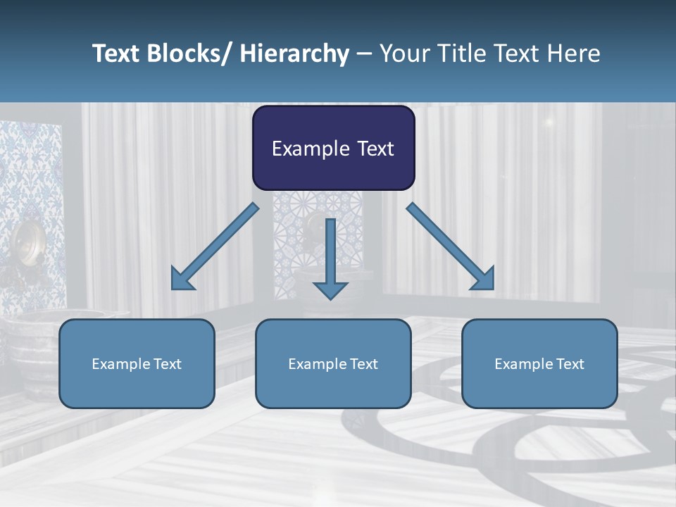 A Large Room With A Blue And White Wall PowerPoint Template