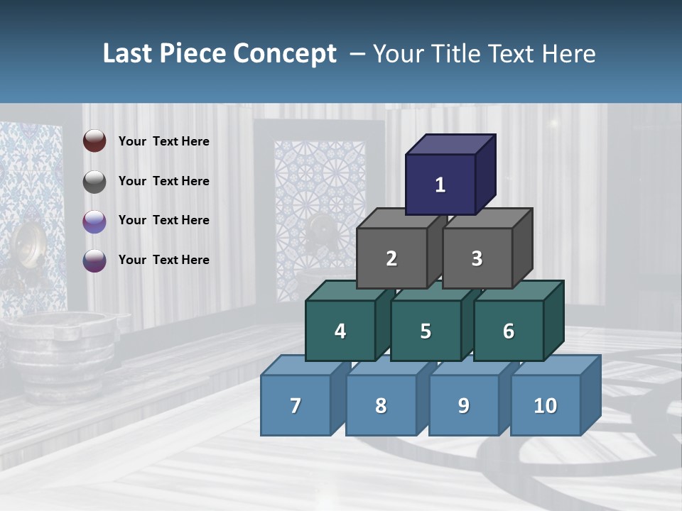 A Large Room With A Blue And White Wall PowerPoint Template