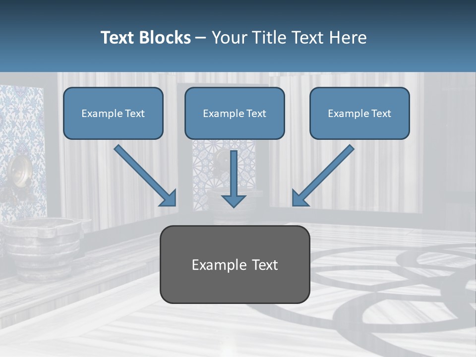 A Large Room With A Blue And White Wall PowerPoint Template