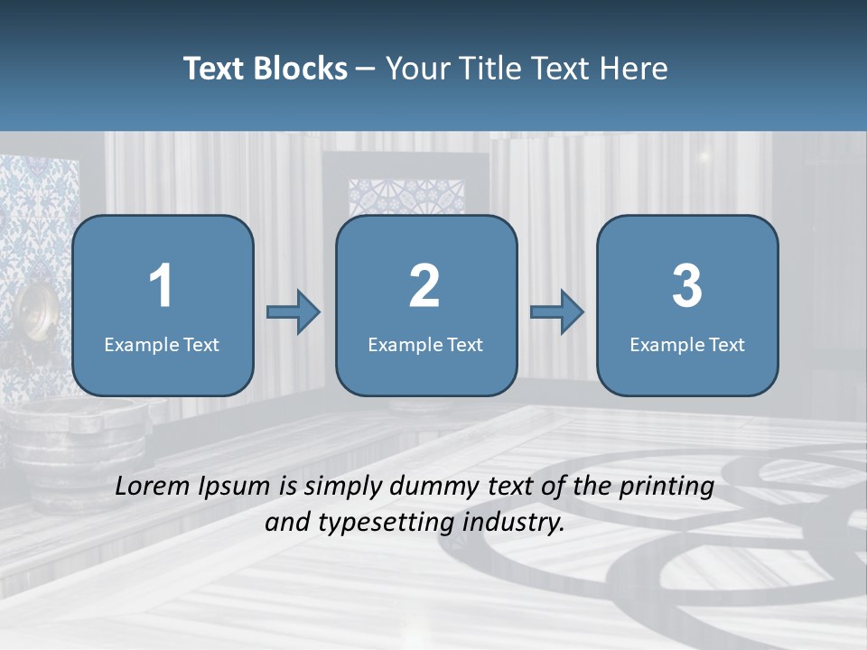A Large Room With A Blue And White Wall PowerPoint Template