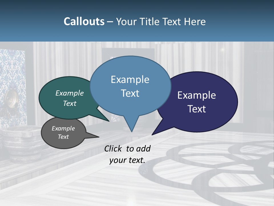 A Large Room With A Blue And White Wall PowerPoint Template