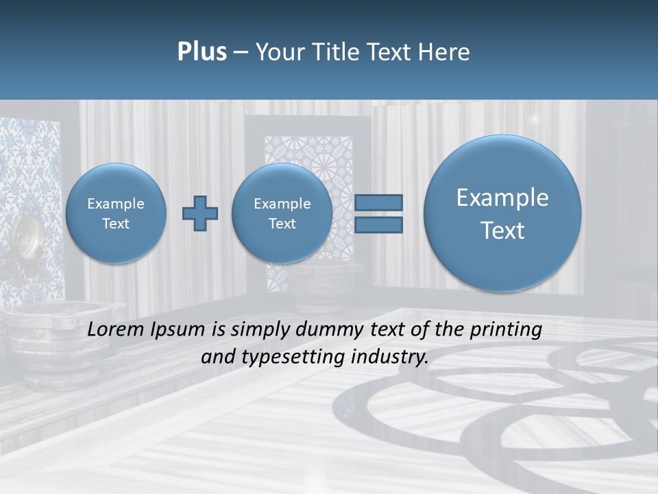 A Large Room With A Blue And White Wall PowerPoint Template