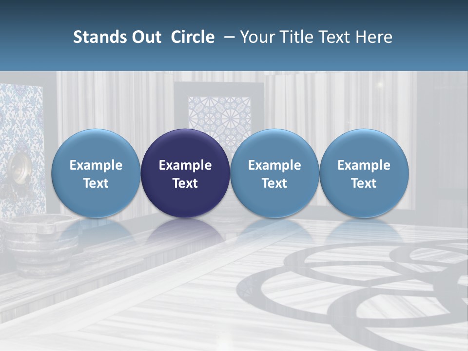 A Large Room With A Blue And White Wall PowerPoint Template