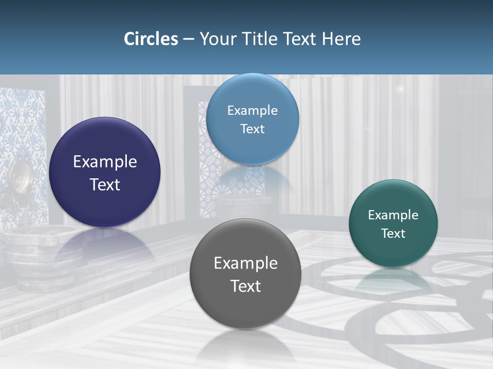 A Large Room With A Blue And White Wall PowerPoint Template