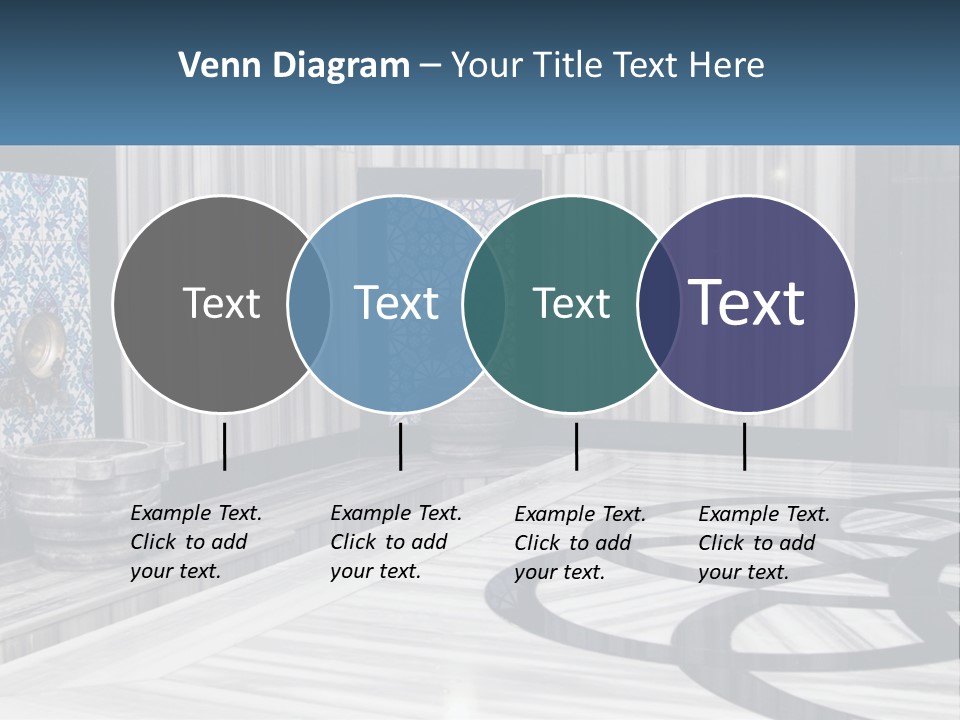 A Large Room With A Blue And White Wall PowerPoint Template