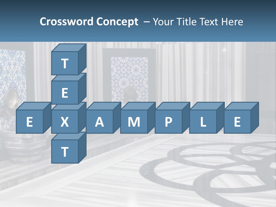 A Large Room With A Blue And White Wall PowerPoint Template