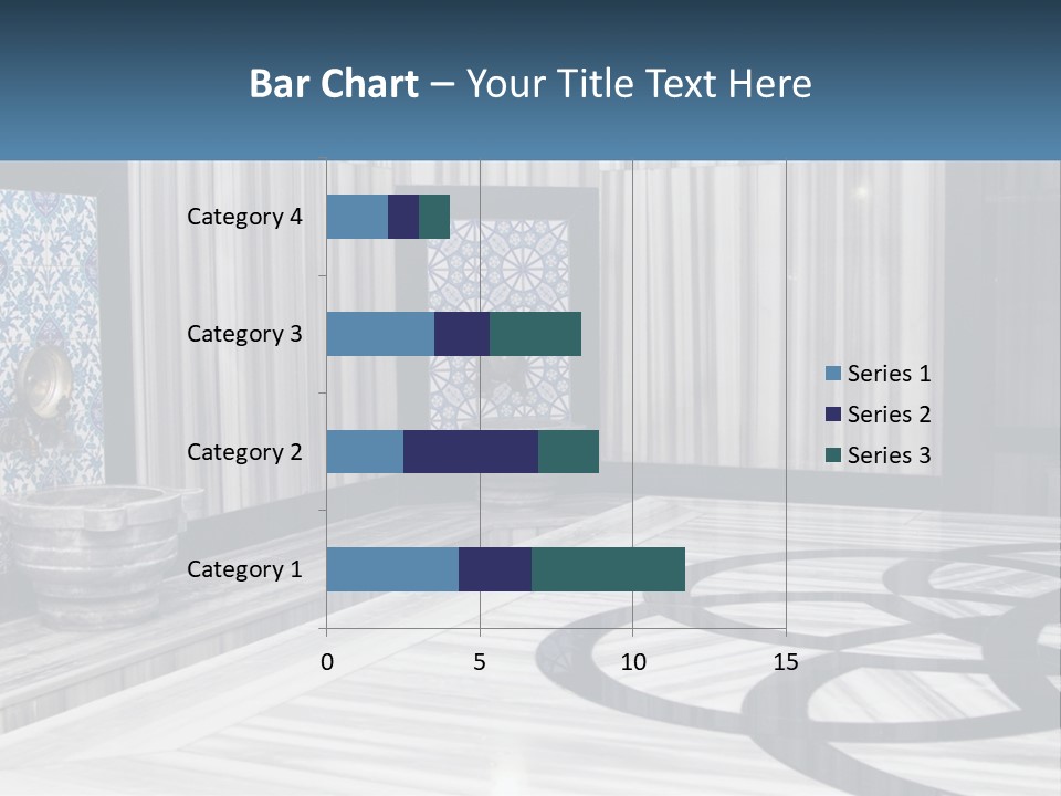 A Large Room With A Blue And White Wall PowerPoint Template