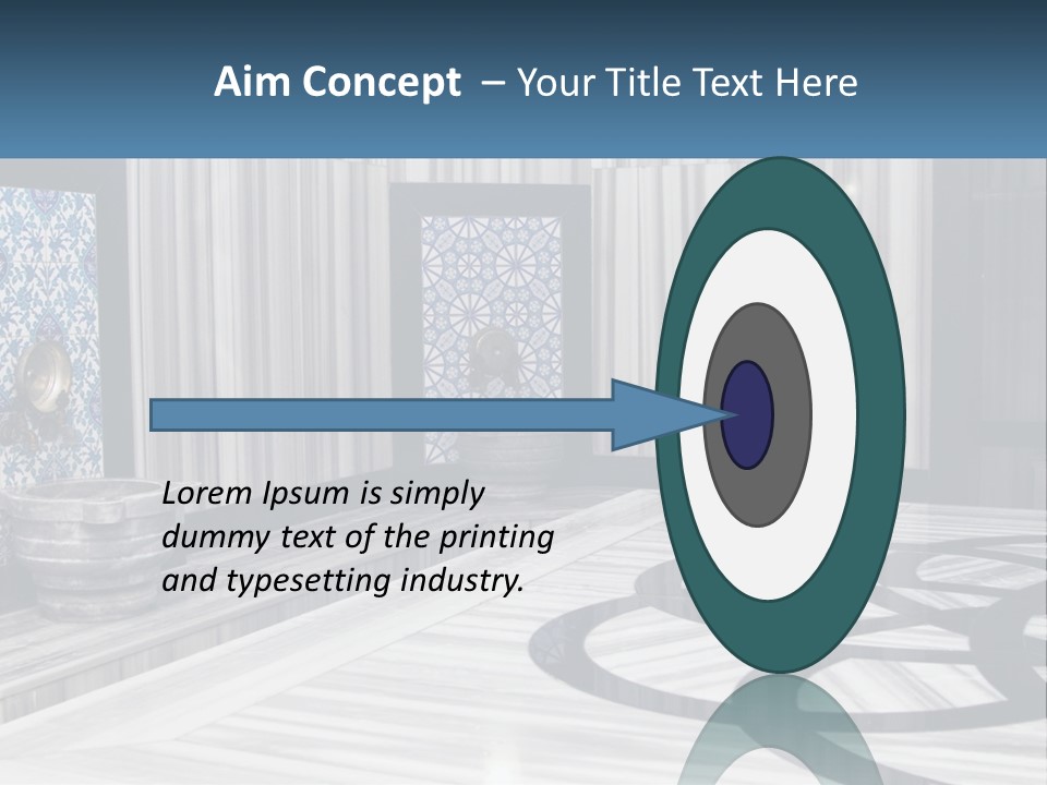 A Large Room With A Blue And White Wall PowerPoint Template