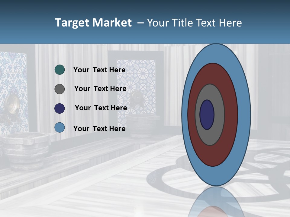 A Large Room With A Blue And White Wall PowerPoint Template