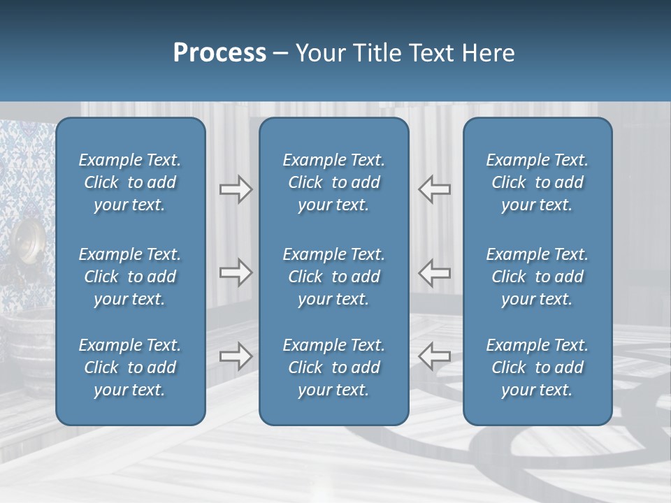 A Large Room With A Blue And White Wall PowerPoint Template