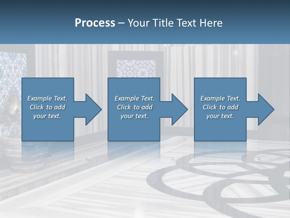 A Large Room With A Blue And White Wall PowerPoint Template