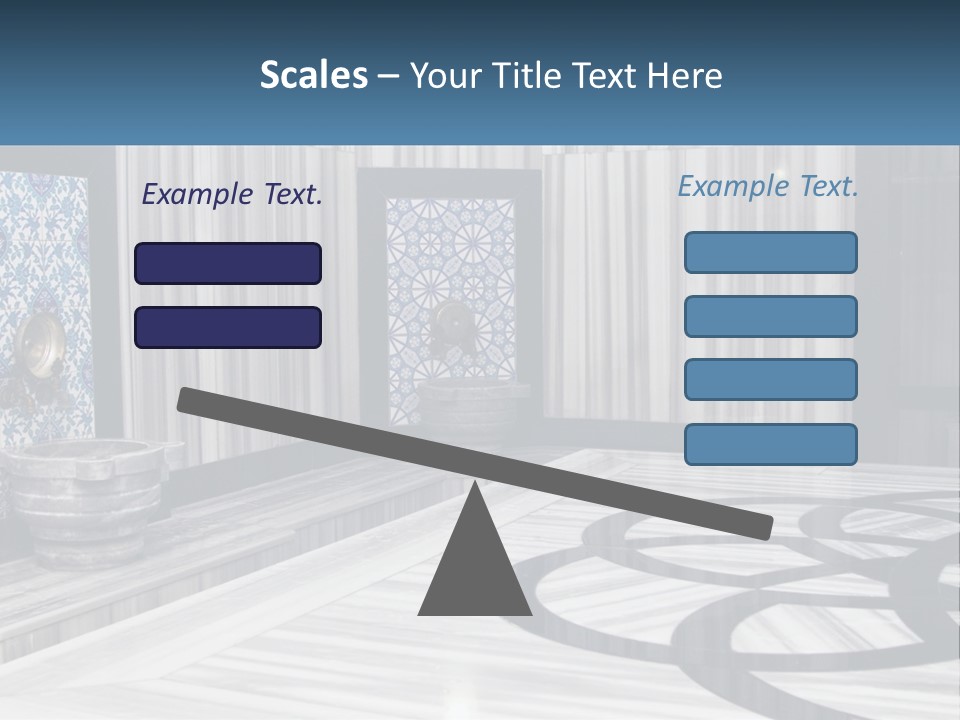 A Large Room With A Blue And White Wall PowerPoint Template